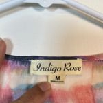 Indigo Blue Women's Indigo Rose Blue Pink Ruffle Flutter Sleeve V-Neck Blouse Size Med EUC Photo 5