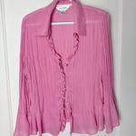 Allison Taylor Vintage Y2K 90s Bubblegum Pink Ruffle Fairy Indie Boho Blouse XL Photo 0