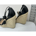 Shoedazzle Womans  Aerith Size 7.5 Strappy Espadrille Wedge Sandals Black Photo 3