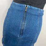 Free People Modern Femme Denim Stretch Skirt w/ exposed zip, 90s Y2K Mini Skirt Photo 7