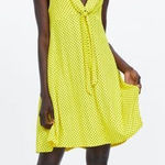 ZARA KNOTTED DRESS FLOWY SHORT SLEEVE MINI YELLOW POLKA DOTS PRINT WOMEN… Photo 0
