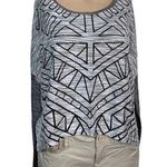 Buttons Womens Sweater High Low Geo Pattern Long Sleeve Pullover Medium Photo 0