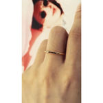 Boutique NEW Dainty Gold Plated Sterling Black Synthetic Diamond‎ Ring, Size 6 Photo 7