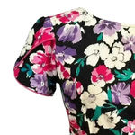 Vintage 80s Floral Dress Open Back Knee Length Skirt Size Small Multiple Photo 2