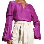 Ramy Brook Harvey Flared-Sleeve Keyhole Blouse Photo 1