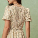 Rihoas Yellow Floral Puffed Sleeve Midi Dress Size XS Photo 3