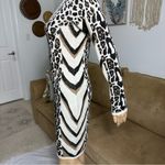 Venus beige & black leopard & cheetah print long sleeve mini sweater dress SZ S Photo 5