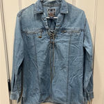 Biker Blues Harley Davidson Lace Up Denim Shirt Jacket Women's S Blue Photo 0