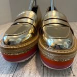 ALDO Gold Metallic Pointed Platform Loafers Size 6M Shiny Glitter Photo 2