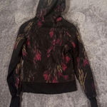 Lululemon scuba black n pink flower full zip jacket size 6 Photo 3