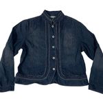 Chico's Mandarin Collar Denim Jean Jacket with Baseball Stitching Size 2 Photo 0