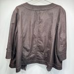 CJ Banks Brown Open Front Topper Jacket Beige Stitching Buttons on 3/4 Sleeves Size 2X Photo 7