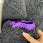 Ivory Ella  Black Quarter zip Sherpa pullover with purple logo patch pocket sz S Photo 7