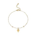 Boutique Korean Vintage Zircon Heart Pendant Gold Ankle Bracelet Photo 4