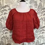 J.Crew  Puff Sleeve Textured Cotton Peasant  rust red Top XL Photo 0