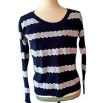 American Eagle  sweater blue white crocheted stripes size SP/TP Photo 0