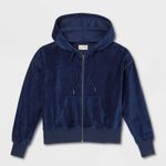 Universal Threads Universal Thread Women's Velour Hoodie Sweatshirt Navy Blue - Small Photo 7