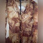 Urban Outfitters Women’s UO Sheer Marbleized Pattern Brown Multicolor Ruffle LS Top wTies Fairy Photo 2