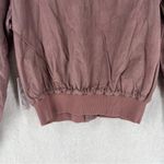 On The Road  Mauve Pink Faux Suede‎ Lace Up Zip Front Bomber Jacket Photo 9