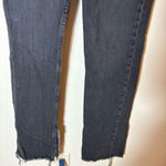 ZARA  Black Raw Hem Straight‎ Leg Jeans with Ankle Slit Size 4 Photo 2