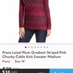 prAna Leisel Plum Gradient Striped Pink Cable Knit Long Sleeve Sweater Photo 9