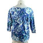 Appleseed's Blue Half Sleeve Floral Boat Neck Cotton T Shirt Tee Top Size XL Photo 1