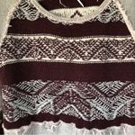 Free People  Snow Angel Burgundy & Cream Tribal Fair Isle Knit Thermal Sweater S Photo 3