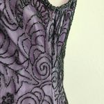 Vintage 90s Laurence Kazar Purple Black Beaded Sheath Dress Sleeveless Mini S Photo 5