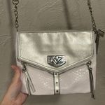 Kathy Van Zeeland KVZ Silver And White Faux Leather Croc Handbag Y2K Photo 1