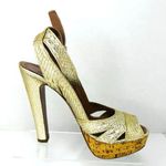 Alaïa Gold Snake Embossed Leather Platform High Heel Sandals EU 36.5 Luxury Size 6.5 Photo 0