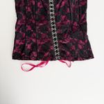 Tripp NYC [] Black Pink Y2K Floral Print Lace Hook & Eye Corset Top Size Large L Photo 9