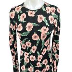 ZARA  Black Multicolor Floral Flower Long Sleeve Maxi Bodycon Mesh Dress Sz S Photo 4