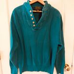 Eddie Bauer Vintage  Henley pullover teal ribbed sweater Photo 0