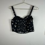 No Boundaries  Floral Bustier Crop Top Black Yellow Ditsy Print Size Large Photo 3