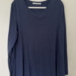 Peruvian Connection  Blue Pima Cotton Boatneck Swing Top Long Sleeve Soft Sz M/L Photo 0