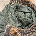 Barbour  Olive Puffer Jacket with Faux Fur Trim Photo 8