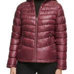 Kenneth Cole  Zip Puffer Hooded Jacket Maroon Medium NWOT Photo 0