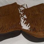 Minnetonka  Moccasin Boots 3 Layer Fringe Suede Leather Brown Womens Size 10 Boho Photo 0