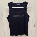 Vintage Y2K Cape Cod Tank Top Black With Rhinestones Size XL Photo 0