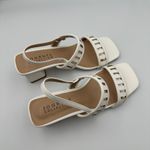 Journee Collection White Square Toe Block Heel Slingback Sandals Women's Size 9 Photo 4