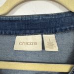 Chico's  Blue Denim Full Zip Jacket Women S Classic Collarless Basic Closet Staple Photo 4
