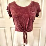 LA Hearts  burgundy short sleeved crop top Photo 2
