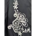 Gap Boho Embroidered Cotton Poplin Popover Top Button Up Sz L Black Renaissance Photo 1