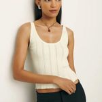Reformation Luca Cotton Blend Pointelle Sweater Tank in Gossamer Photo 0