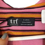 ZARA  Pink Striped High Low Hem Long Sleeve V-Neck Casual Blouse Women Sz S Photo 5