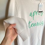 NWT Runway Athletics Womens XL White Apres Tennis Embroidered Knit Sweater Prep Photo 5