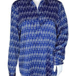 Ann Taylor  Shirt Womens Small Blue White Printed Blouse‎ Office Career Casual Photo 0