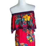 Flying Tomato  Tropical Maxi Dress Size XS Redd‎ Off The Shoulder Flowy Beach Photo 1