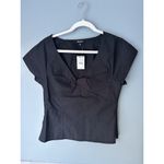 Madewell NWT  Twist Front Seamed Poplin 100% Cotton Top Black Women Size 2 Photo 1