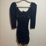 For Love & Lemons Harlow Black Lace Slip Sheer Ruched Dress Sexy Size XXS Photo 3